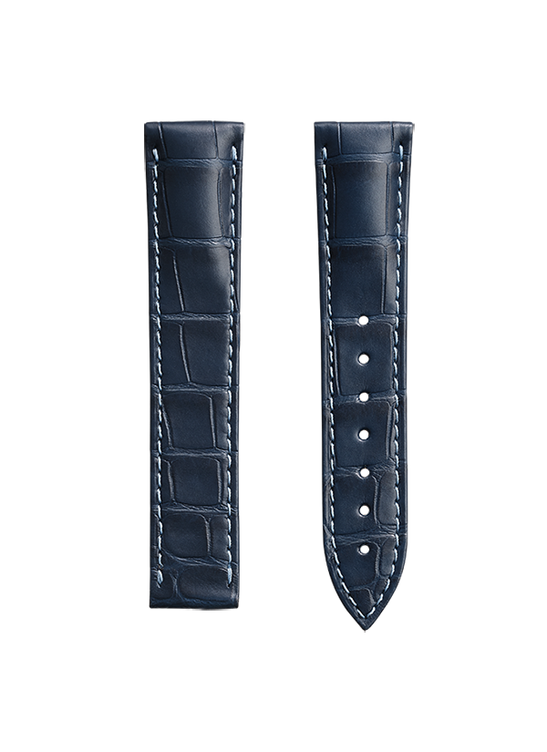 Two-piece strap Blue alligator leather strap with foldover clasp - 032CUZ007419