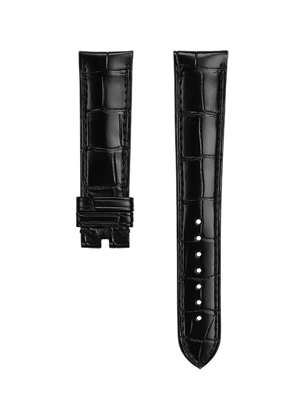 Two-piece strap Black alligator leather strap with pin buckle - 98000014