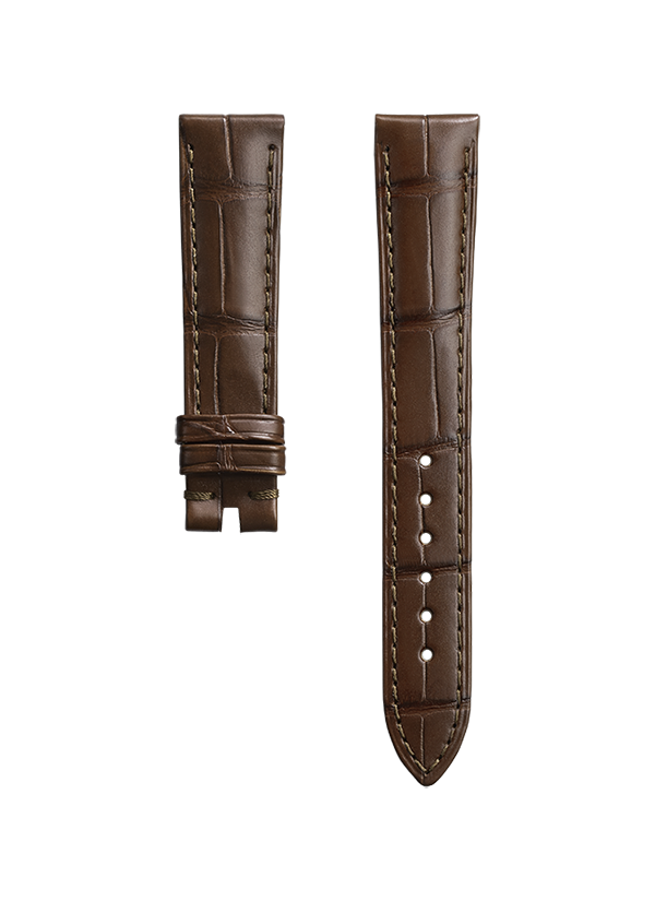 Two-piece strap Brown alligator leather strap with pin buckle - 98000415