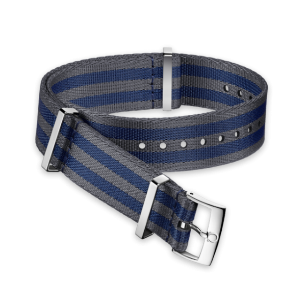 NATO strap Polyamide, 5 stripe grey and blue - 031CWZ007884