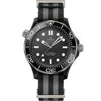 43.5 mm, black ceramic on NATO strap