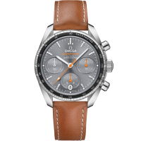 38 mm, steel on leather strap