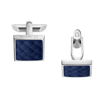 Omega Aqua Cufflinks, Marine blue rubber, Stainless steel - C92STA0509005