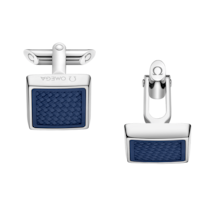 Omega Aqua Cufflinks, Blue rubber, Stainless steel - CA05ST0000205