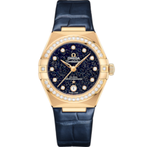 藍色 表面黃金表殼 表殼腕表，裝配皮表帶 bracelet - 星座系列 29毫米, 黃金表殼 配襯 皮表帶 - 131.58.29.20.53.001