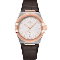 Constellation 39 mm, steel - Sedna™ gold on leather strap - 131.23.39.20.52.001