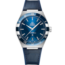 藍色 表面不銹鋼 表殼腕表，裝配皮表帶 bracelet - 星座系列 41 毫米, 不銹鋼 配襯 皮表帶 - 131.33.41.21.03.001