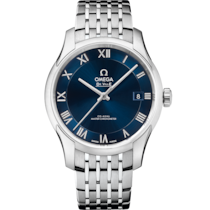 藍色 表面不銹鋼 表殼腕表，裝配不銹鋼表鏈帶 bracelet - 碟飛系列 Hour Vision 41毫米, 不銹鋼 配襯 不銹鋼表鏈帶 - 433.10.41.21.03.001