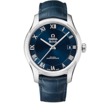 藍色 表面不銹鋼 表殼腕表，裝配皮表帶 bracelet - 碟飛系列 Hour Vision 41毫米, 不銹鋼 配襯 皮表帶 - 433.13.41.21.03.001