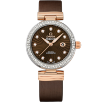 De Ville Ladymatic 34 mm, steel - red gold on leather strap - 42527342063001