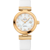 De Ville 34 mm, yellow gold on leather strap - 425.62.34.20.55.003