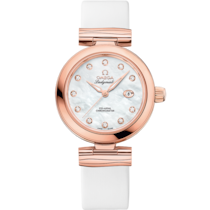 De Ville Ladymatic 34 mm, Sedna™ gold on leather strap - 425.62.34.20.55.004