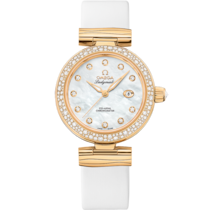 De Ville Ladymatic 34 mm, Yellow gold on Leather strap - 425.67.34.20.55.007