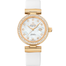 De Ville Ladymatic 34 mm, yellow gold on leather strap - 425.67.34.20.55.007