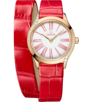 De Ville Mini Trésor 26 mm, Moonshine™ gold on leather strap - 428.58.26.60.04.003