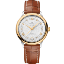 De Ville 32.7 mm, steel - yellow gold on leather strap - 424.23.33.20.52.001