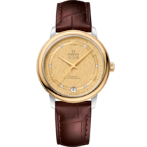 De Ville 32.7 mm, steel - yellow gold on leather strap - 424.23.33.20.58.001