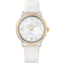 De Ville Prestige 32.7 mm, steel - yellow gold on leather strap - 424.27.33.20.55.002