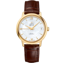 De Ville 32.7 mm, yellow gold on leather strap - 424.53.33.20.05.002
