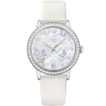 De Ville Prestige 32.7 mm, white gold on leather strap - 424.57.33.20.55.001