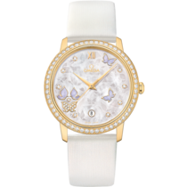 De Ville 36.8 mm, yellow gold on leather strap - 424.57.37.20.55.001