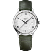 De Ville Prestige 39.5 mm, steel on leather strap - 424.13.40.20.02.006