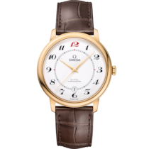 De Ville 39.5 mm, yellow gold on leather strap - 424.53.40.20.04.005