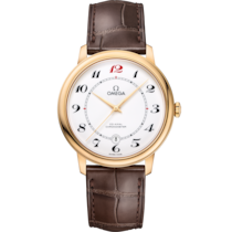 De Ville Prestige 39.5 mm, yellow gold on leather strap - 424.53.40.20.04.005