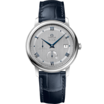 De Ville Prestige 39.5 mm, steel on leather strap - 424.13.40.21.02.003