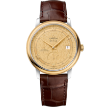 De Ville 39.5 mm, steel - yellow gold on leather strap - 424.23.40.21.08.001