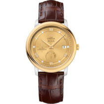 De Ville 39.5 mm, steel - yellow gold on leather strap - 424.23.40.21.58.001