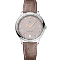 De Ville 34 mm, steel on leather strap - 434.13.34.20.52.002