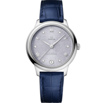 De Ville 34 mm, steel on leather strap - 434.13.34.20.53.001