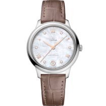 De Ville 34 mm, steel on leather strap - 434.13.34.20.55.001