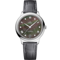 De Ville 34 mm, steel on leather strap - 434.13.34.20.57.001