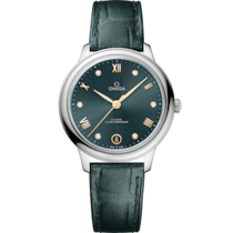 De Ville Prestige 34 mm, steel on leather strap - 434.13.34.20.60.001