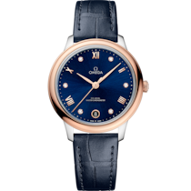 De Ville Prestige 34 mm, steel - Sedna™ gold on leather strap - 434.23.34.20.53.001