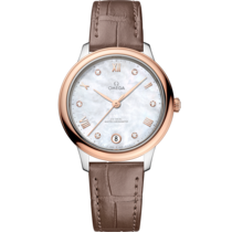 De Ville 34 mm, steel - Sedna™ gold on leather strap - 434.23.34.20.55.001