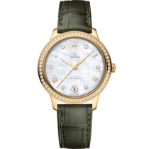 De Ville Prestige 34 mm, yellow gold on leather strap - 434.58.34.20.55.002