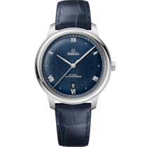 De Ville Prestige 40 mm, steel on leather strap - 434.13.40.20.03.001