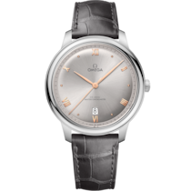 De Ville Prestige 40 mm, steel on leather strap - 434.13.40.20.06.001