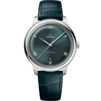 De Ville Prestige 40 mm, steel on leather strap - 434.13.40.20.10.001