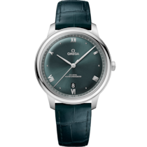 De Ville Prestige 40 mm, steel on leather strap - 434.13.40.20.10.001