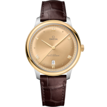 De Ville Prestige 40 mm, steel - yellow gold on leather strap - 434.23.40.20.08.001