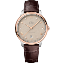 De Ville Prestige 40 mm, steel - Sedna™ gold on leather strap - 434.23.40.20.59.001