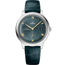 De Ville 41 mm, steel on leather strap - 434.13.41.20.10.001