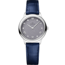 De Ville Prestige 27.5 mm, steel on leather strap - 434.13.28.60.53.001