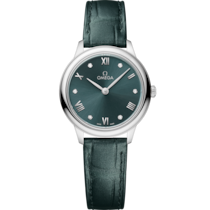 De Ville 27.5 mm, steel on leather strap - 434.13.28.60.60.001