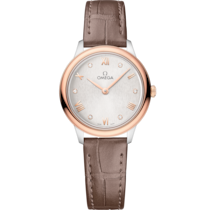 De Ville 27.5 mm, steel - Sedna™ gold on leather strap - 434.23.28.60.52.001