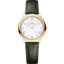 De Ville 27.5 mm, steel - yellow gold on leather strap - 434.23.28.60.55.001